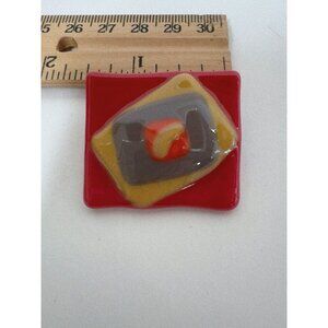 Vintage Handmade Fused Glass Brooch Pin